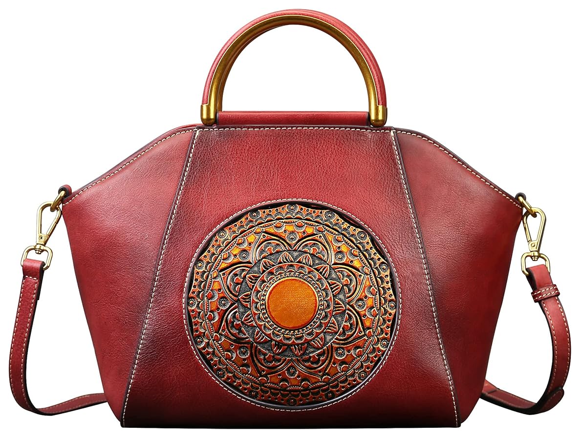 バッグ vintage design leather shoulder bag Amazon.com: Zhuoliang Italian Retro Leather Handbags Vintage
